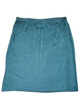Slinky Brand Teal Stretch Skirt Women’s 2X Knee Length Elastic Waist